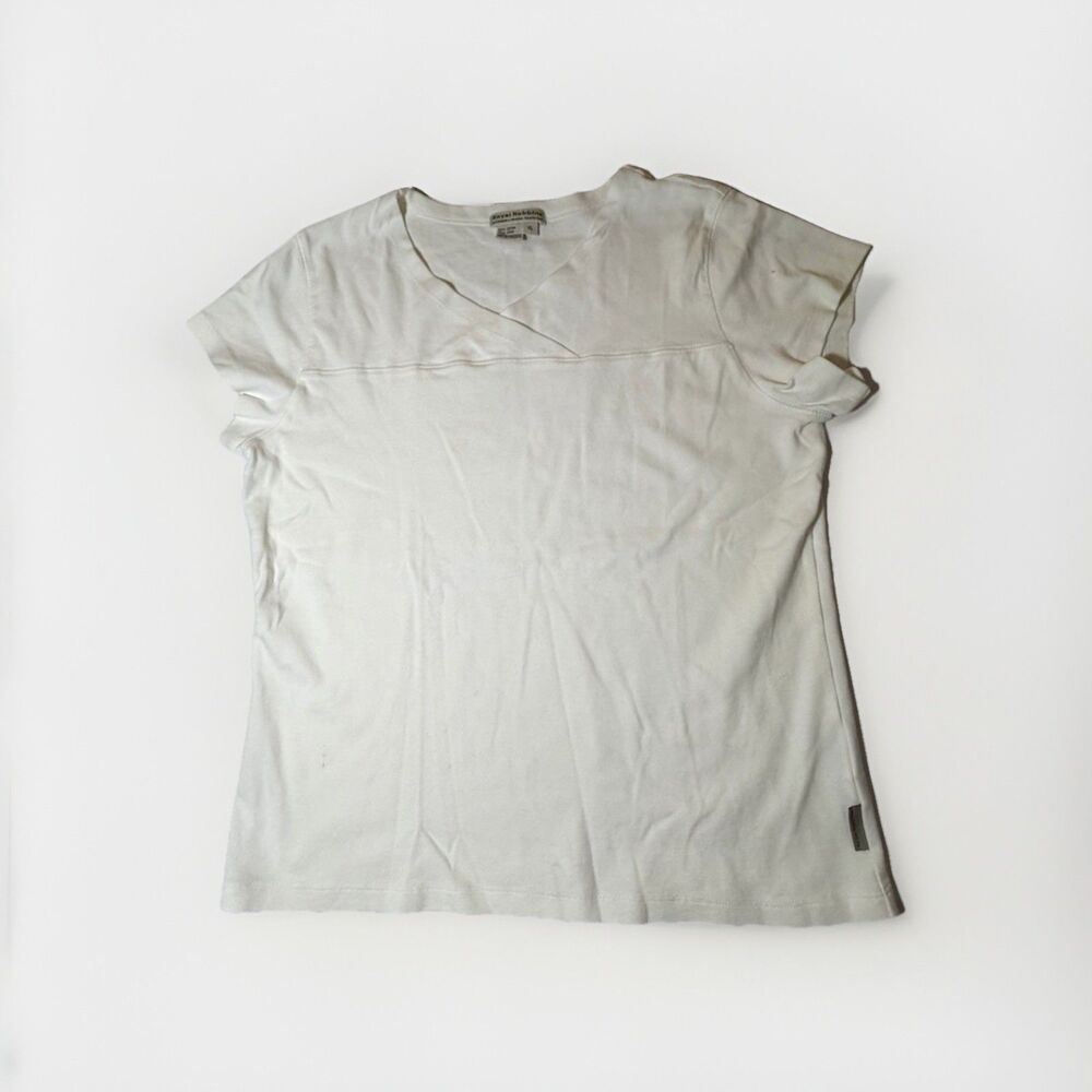 Royal Robbins Womens XL White V Neck Outdoor Travel Short Sleeve Shirt